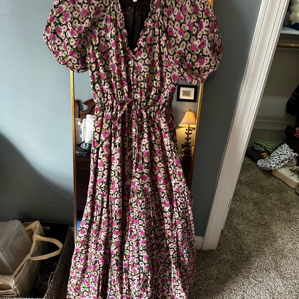 Banjanan Floral Puff Sleeve Maxi Dress